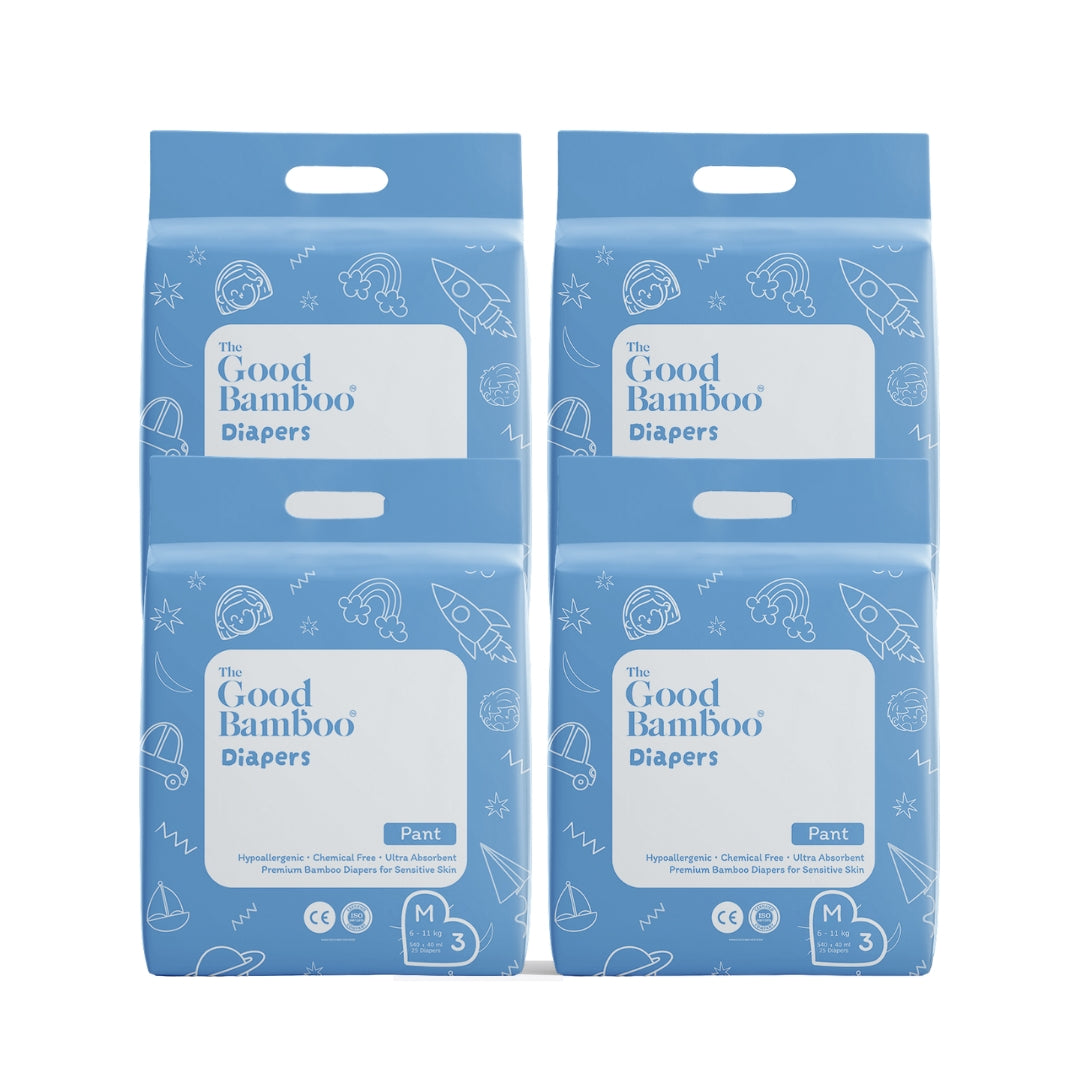 Bamboo Pant Diapers - MEDIUM (6-11 kgs) - 25 Diapers