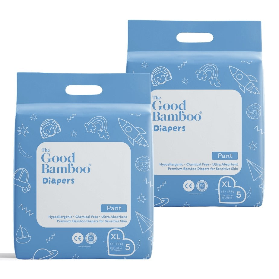 Bamboo Pant Diapers - XL (12-17 kgs) - 25 Diapers