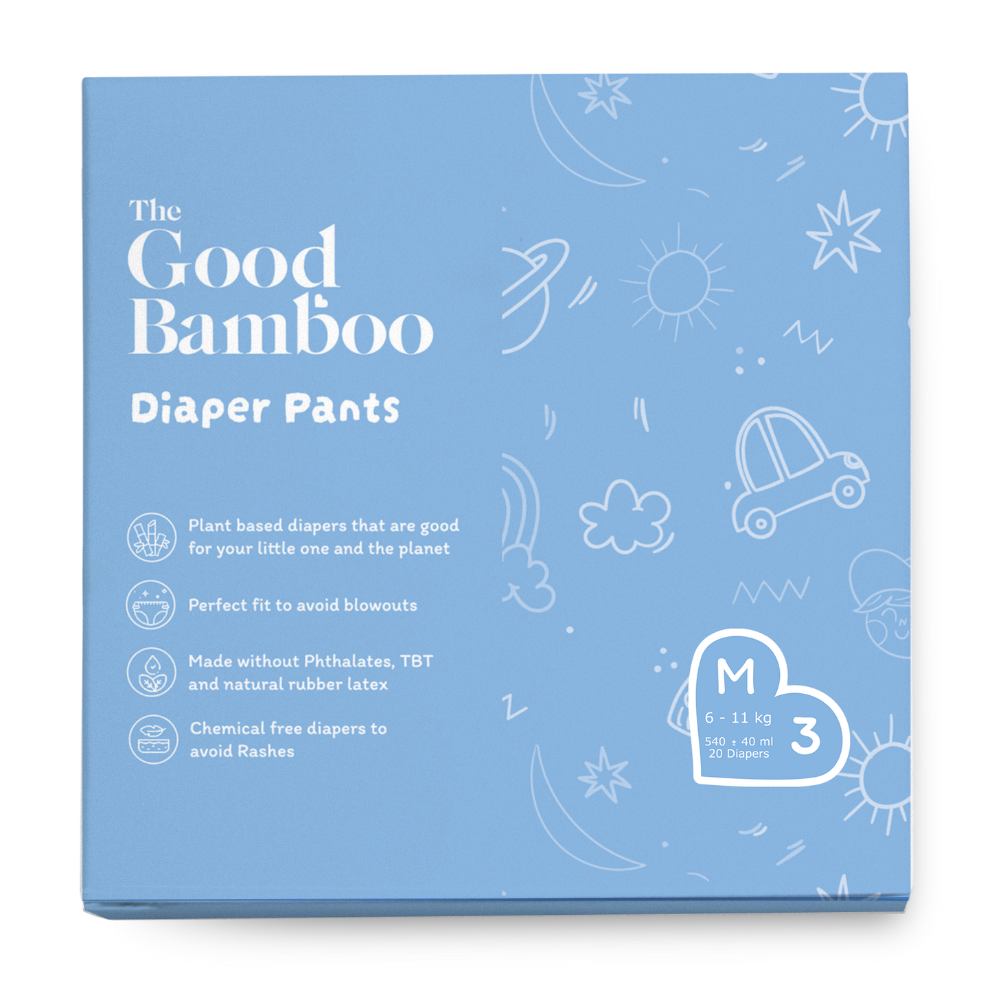 The Good Bamboo Organic Bamboo Pant Diapers - Medium (6-11 kgs