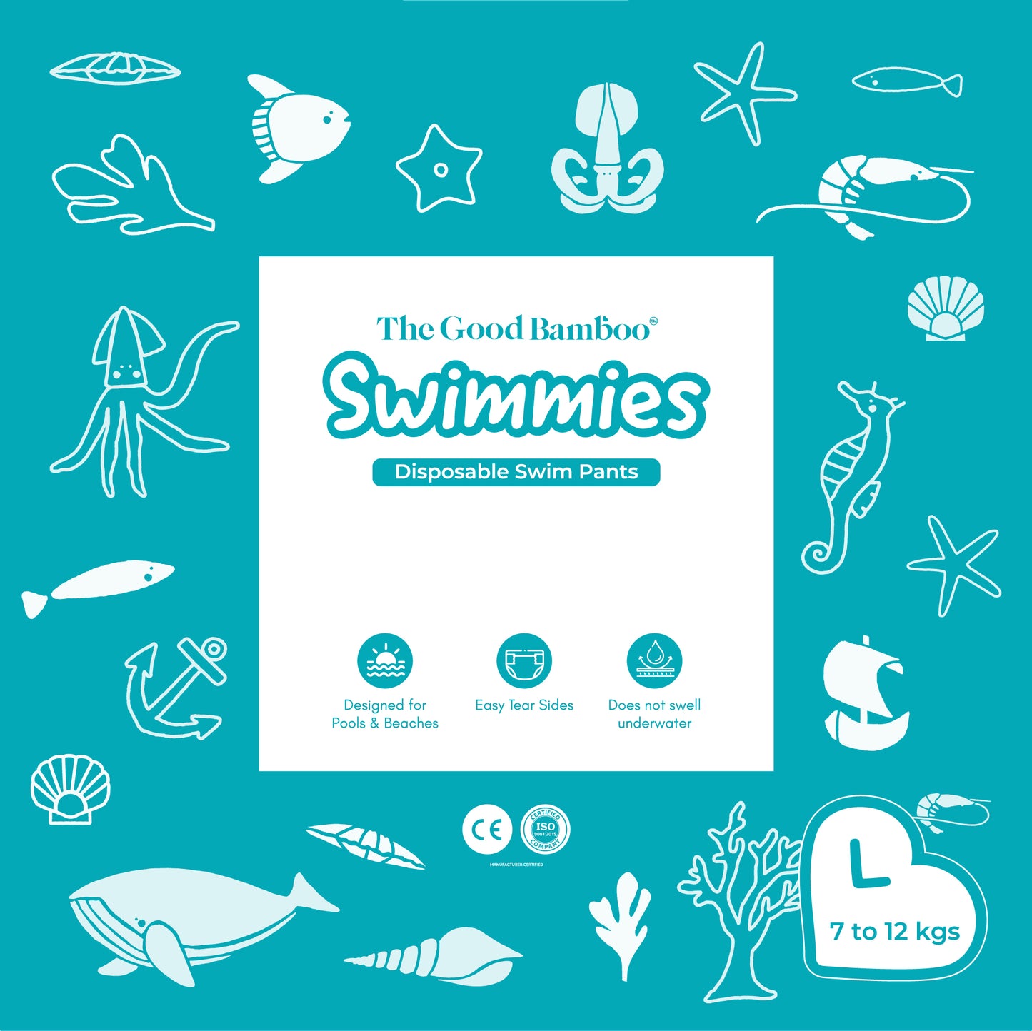 SWIMMIES Swim Diapers - Large  (7-12 kgs) 12 Diapers