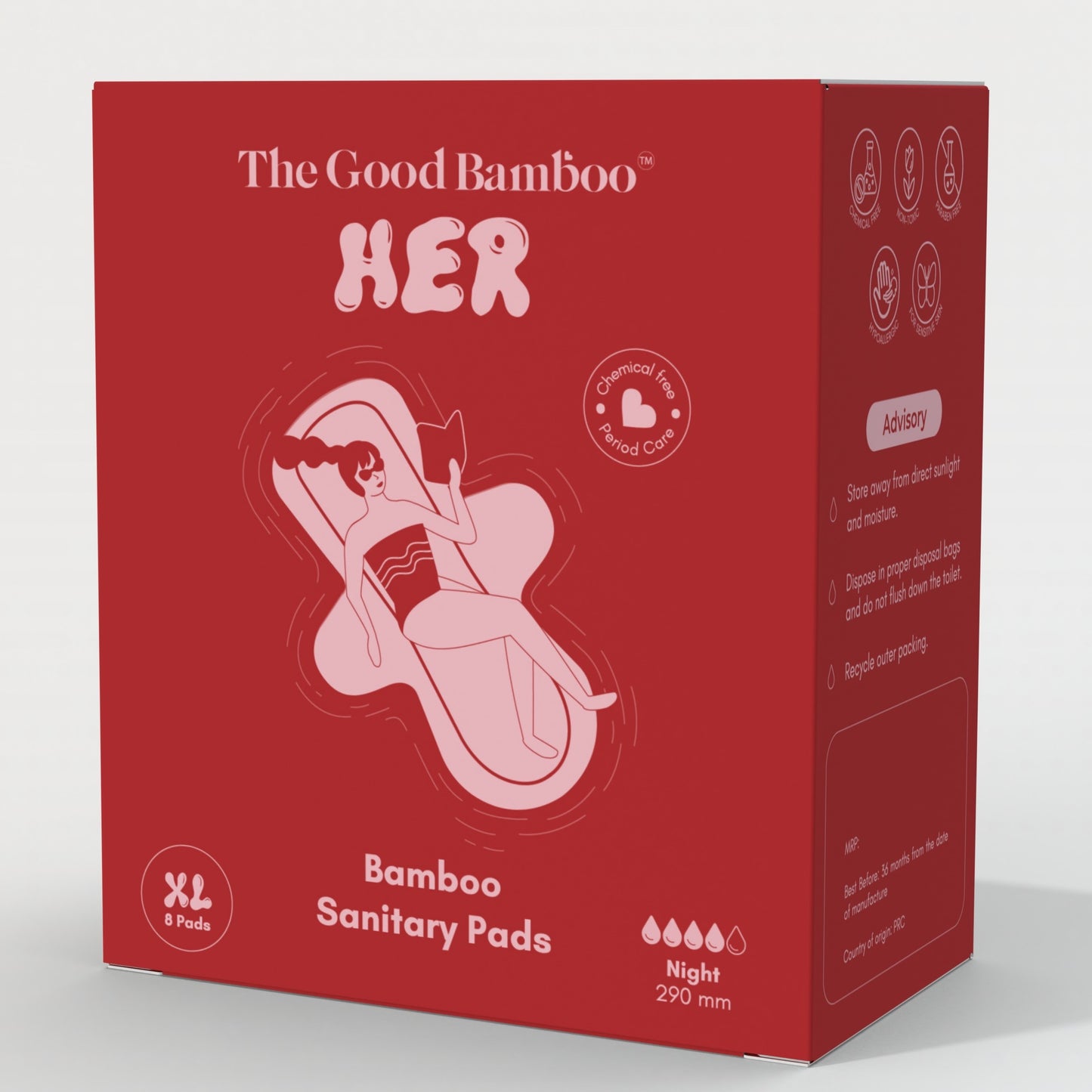 Bamboo Sanitary Pads - XL 290mm - 8Pads