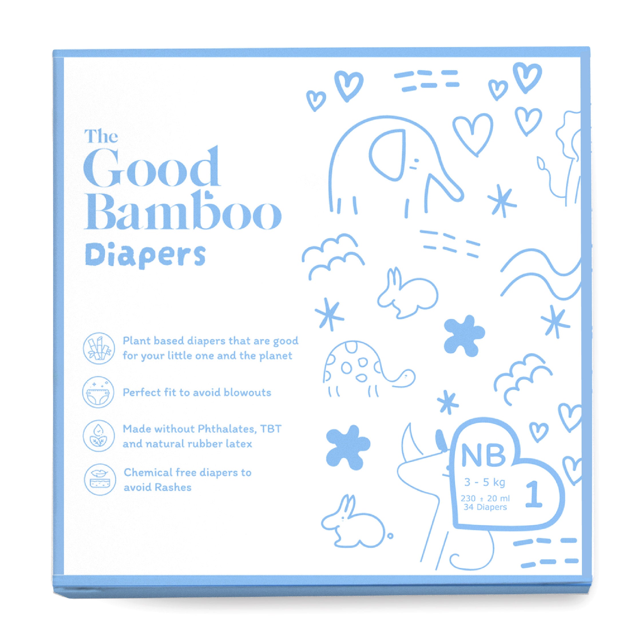 The Good Bamboo Organic Bamboo Diapers XS Size New Born 3 5 Kgs the-good-bamboo-organic-bamboo-diapers-xs-size-new-born-3-5-kgs