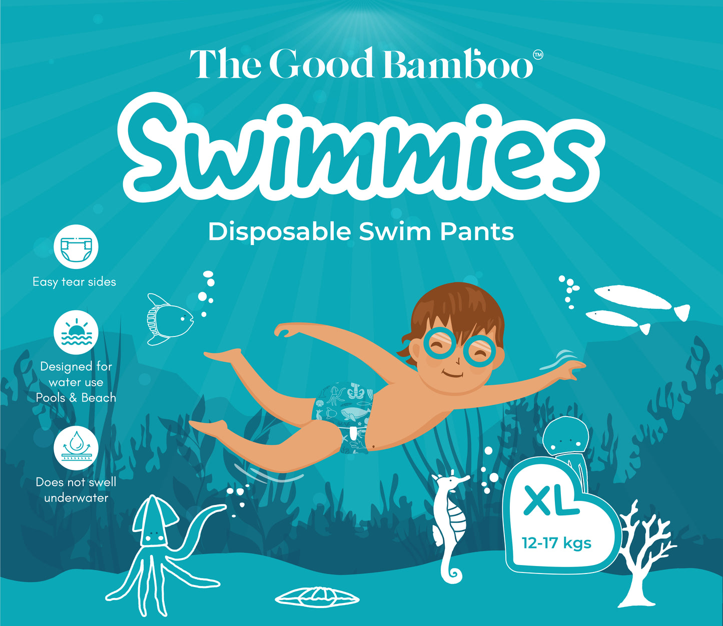 SWIMMIES Swim Diapers X-Large  (12-17 kgs) 12 Diapers