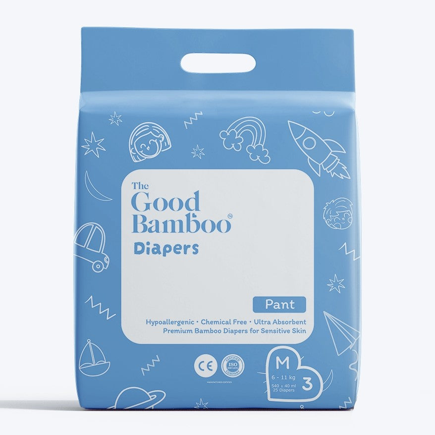 Bamboo Pant Diapers - MEDIUM (6-11 kgs) - 25 Diapers